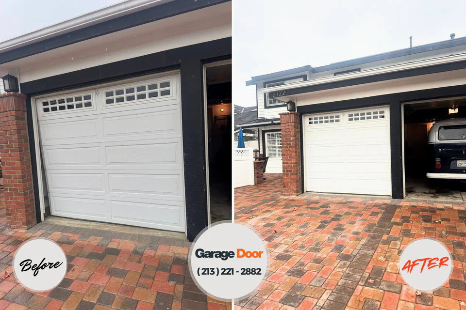Before and after: garage door repair Binghamton University, NY